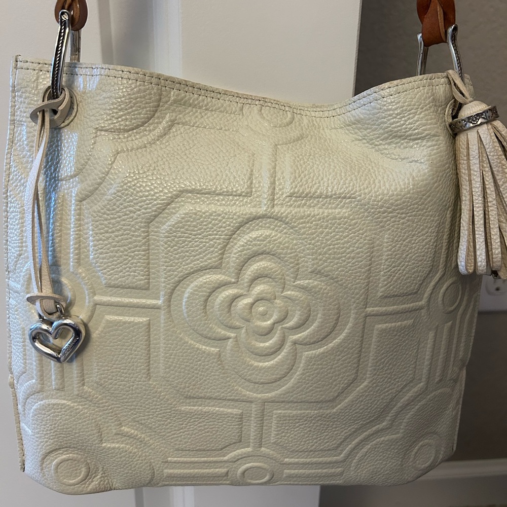 Brighton Fallon Cream Embossed Shoulder Bag